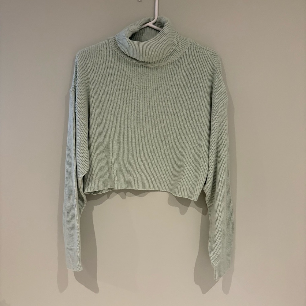 Divided Mint Ribbed Turtleneck Sweater Large